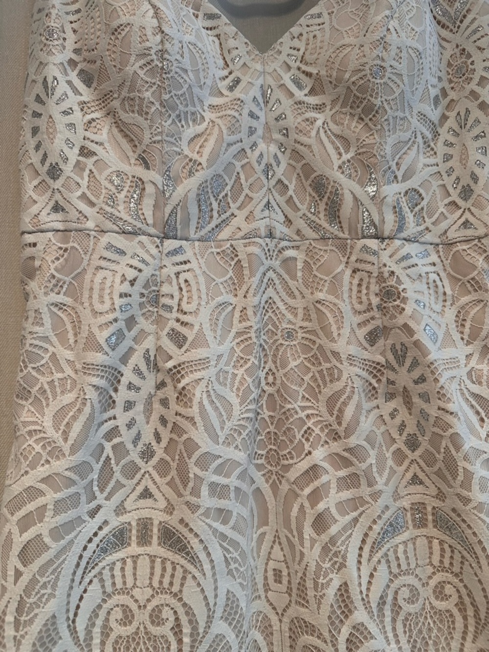 Vince Camuto White Lace Spaghetti Strap Sheath Dress - Picture 8 of 11